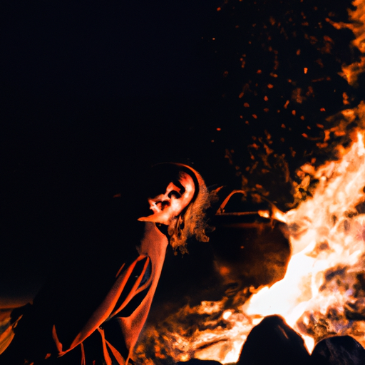 A Dutch oven placed over a campfire, surrounded by glowing embers.